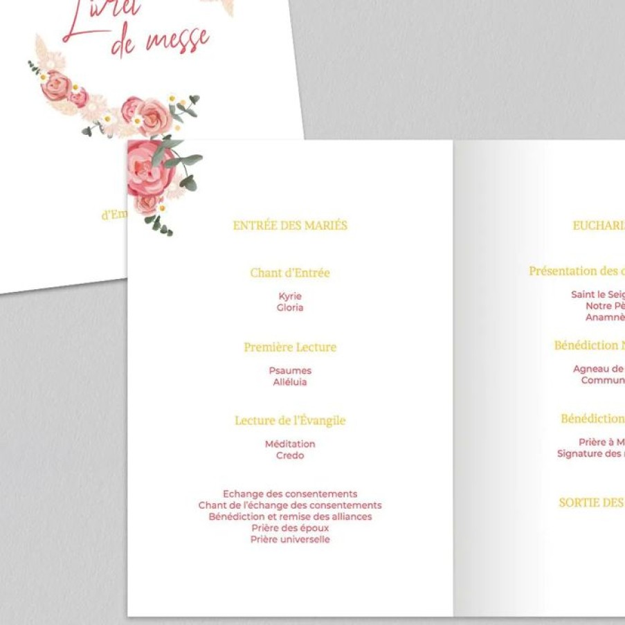 Hot Planet cards Livret De Messe De Mariage Couronne Roses