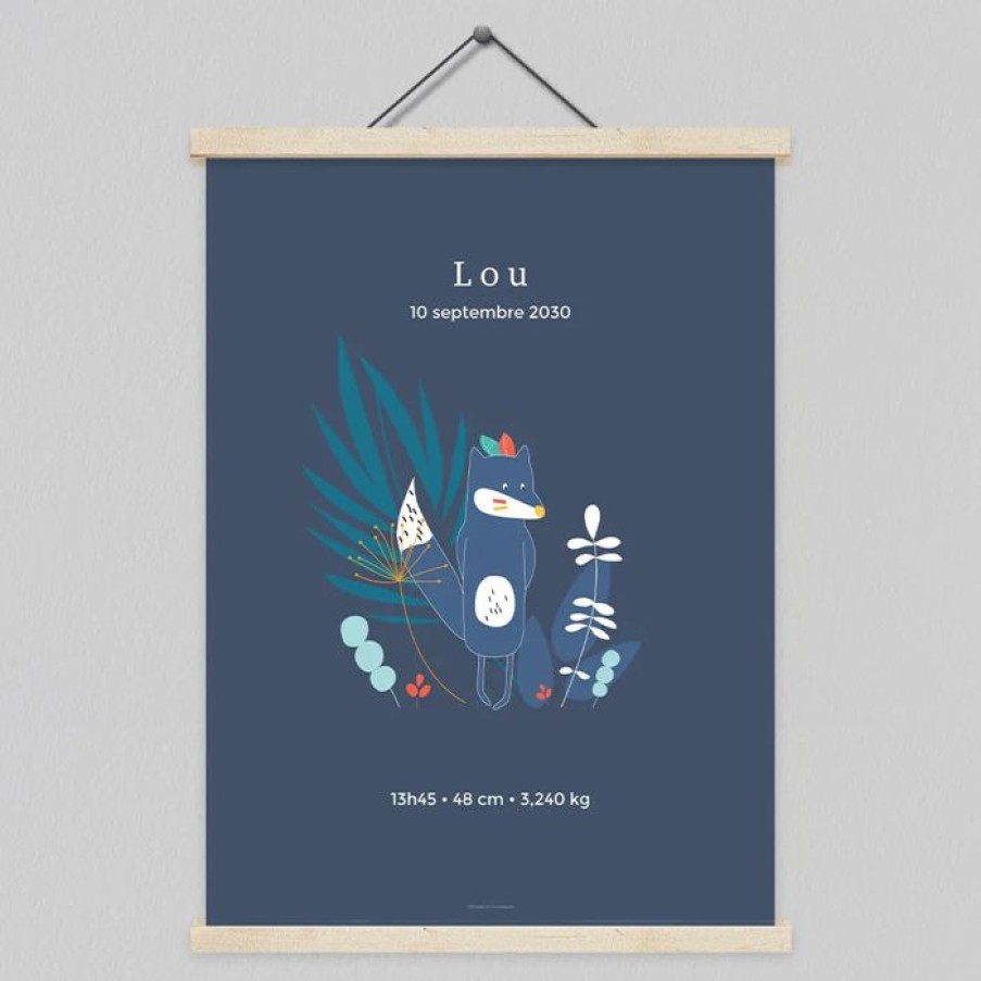 Best Planet cards Affiche Naissance Loup 60X80