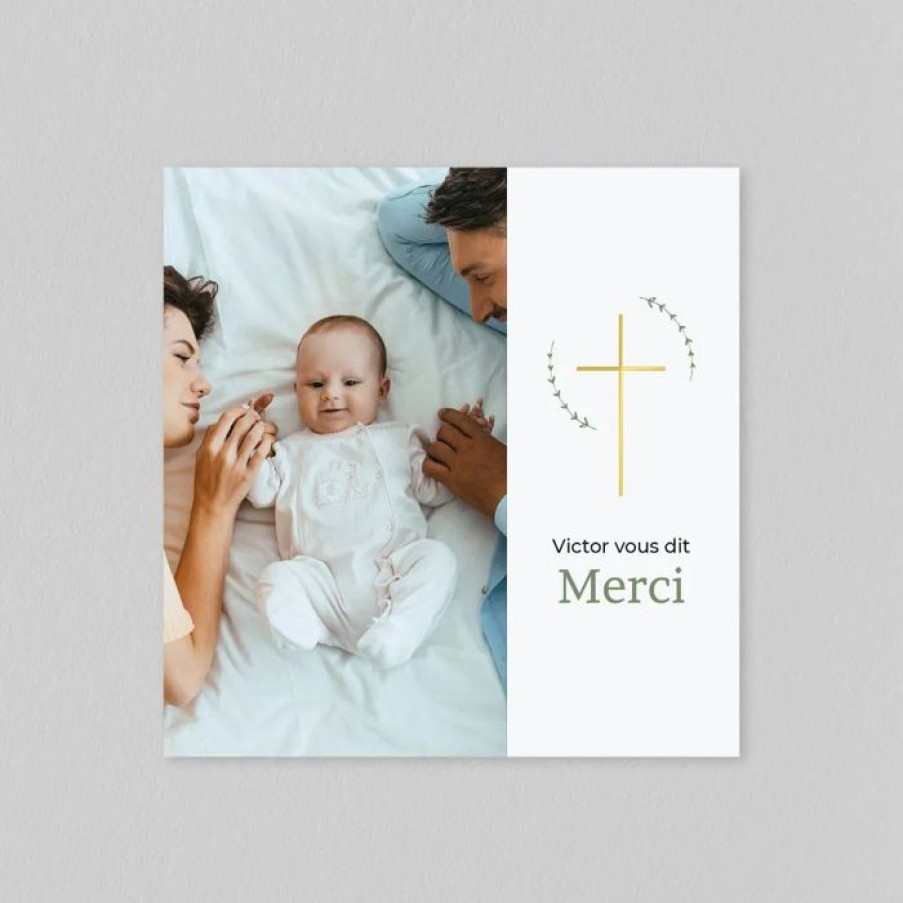 Online Planet cards Remerciement Bapteme Croix Vegetale