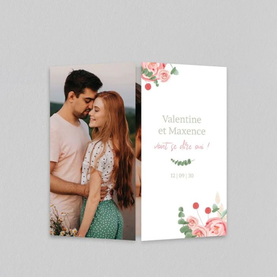 New Planet cards Faire-Part Mariage Fleurs Sechees Eucalyptus Et Roses