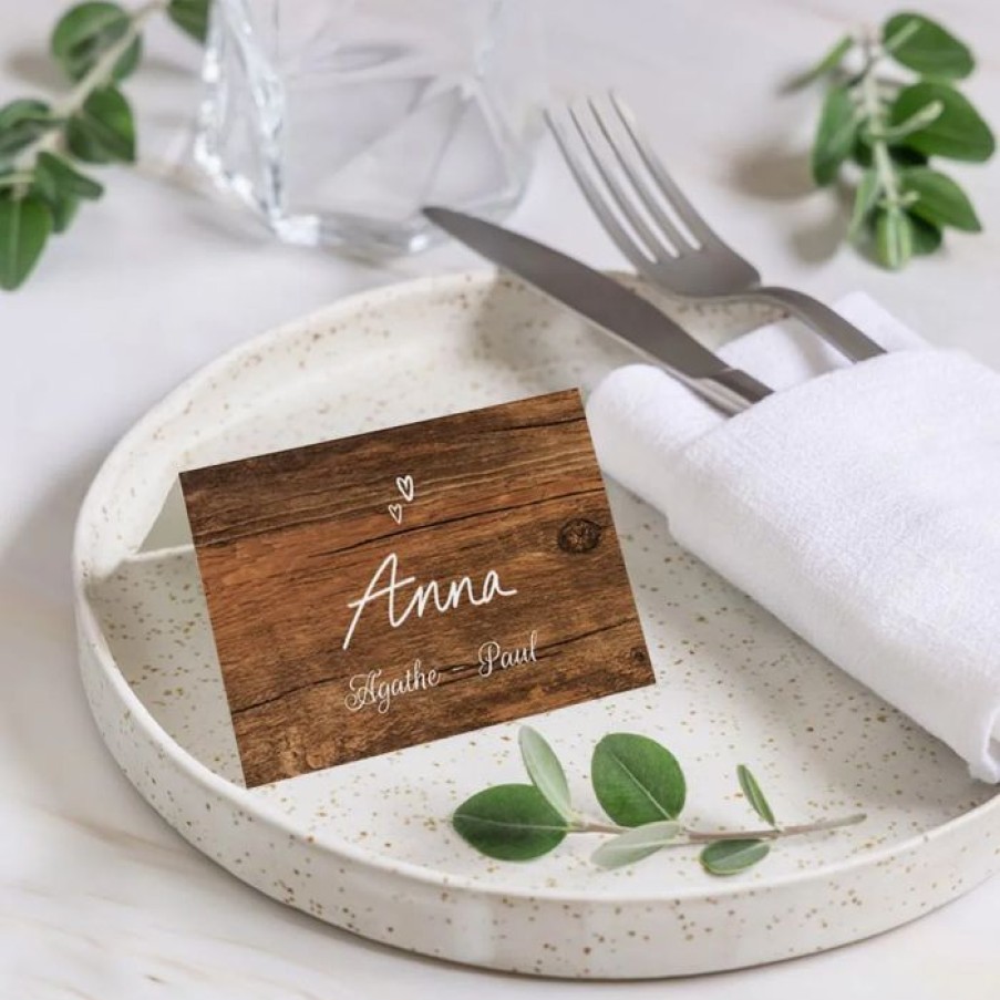 New Planet cards Marque Place Mariage Bois Et Amour