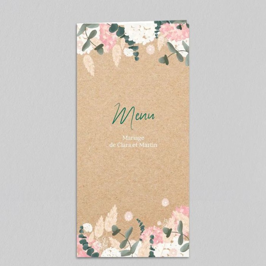 Hot Planet cards Menu De Mariage Eucalyptus Et Hortensia