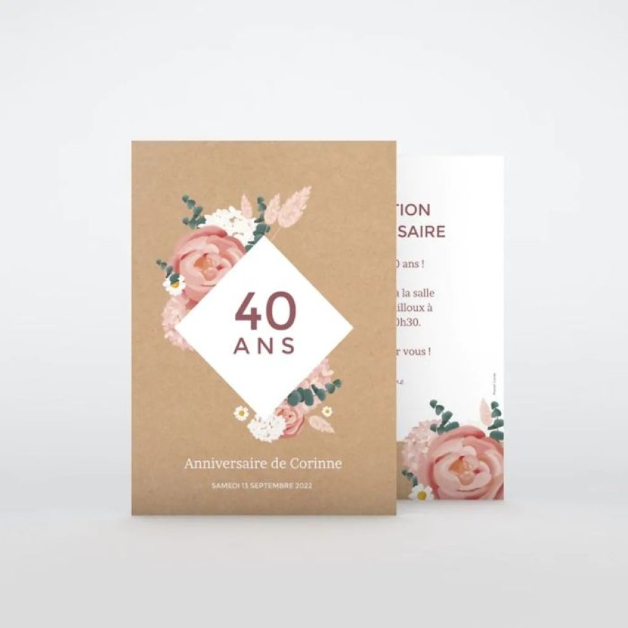 Online Planet cards Carte Invitation Anniversaire Fleurs Sechees D'Anniversaire