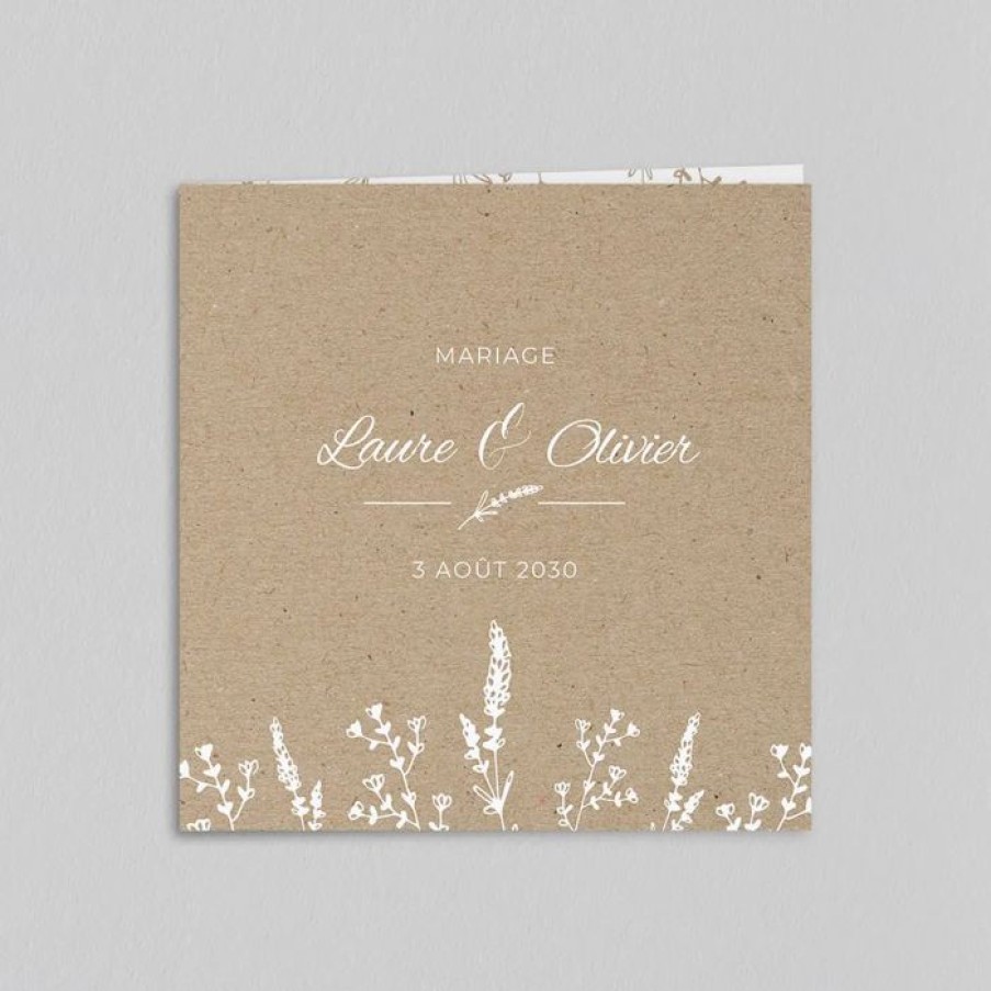 Best Planet cards Faire-Part Mariage Kraft Et Douceur Florale