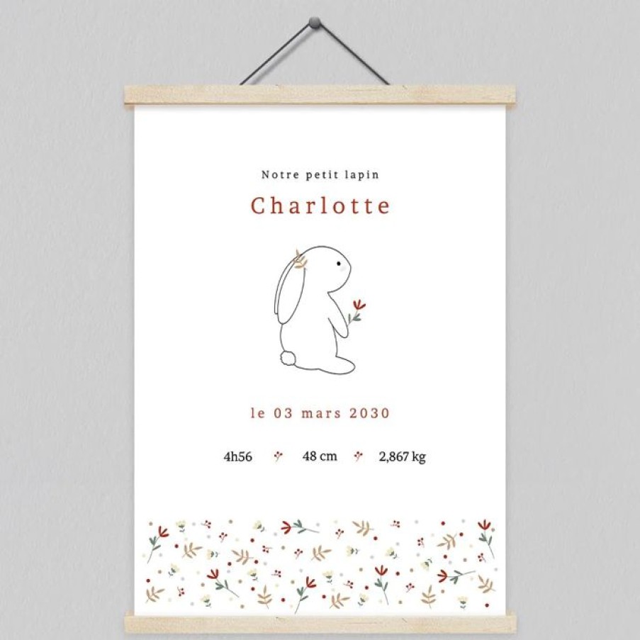 Online Planet cards Affiche Naissance Lapin Liberty 60X80