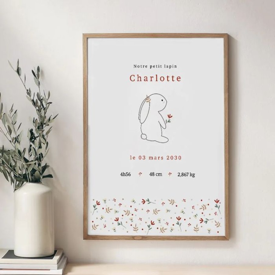 Online Planet cards Affiche Naissance Lapin Liberty 60X80