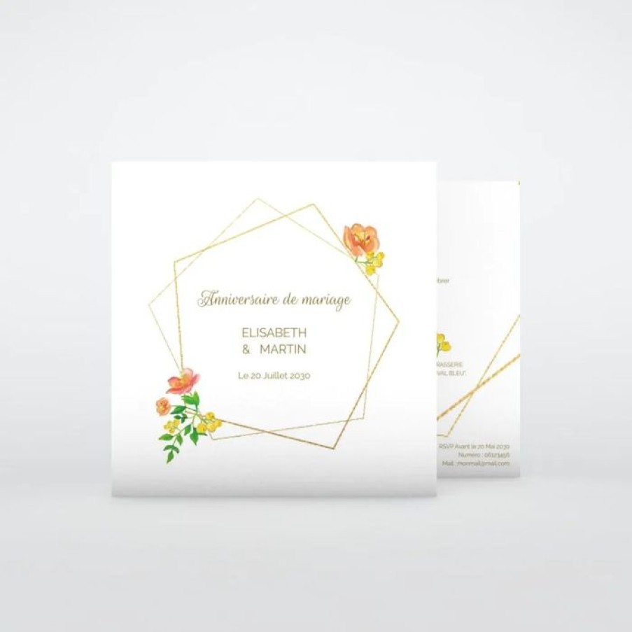 Online Planet cards Carte Invitation Anniversaire De Mariage Noces Et Fleurs