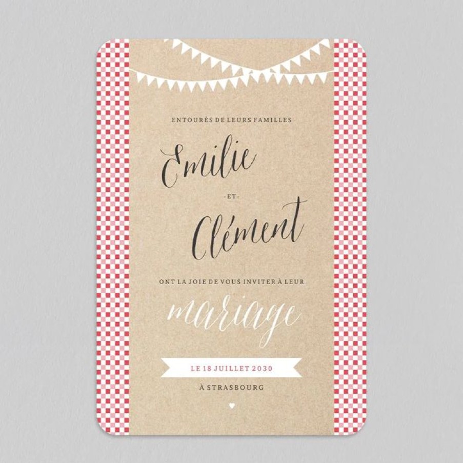 Clearance Planet cards Faire-Part Mariage Guinguette Et Vichy