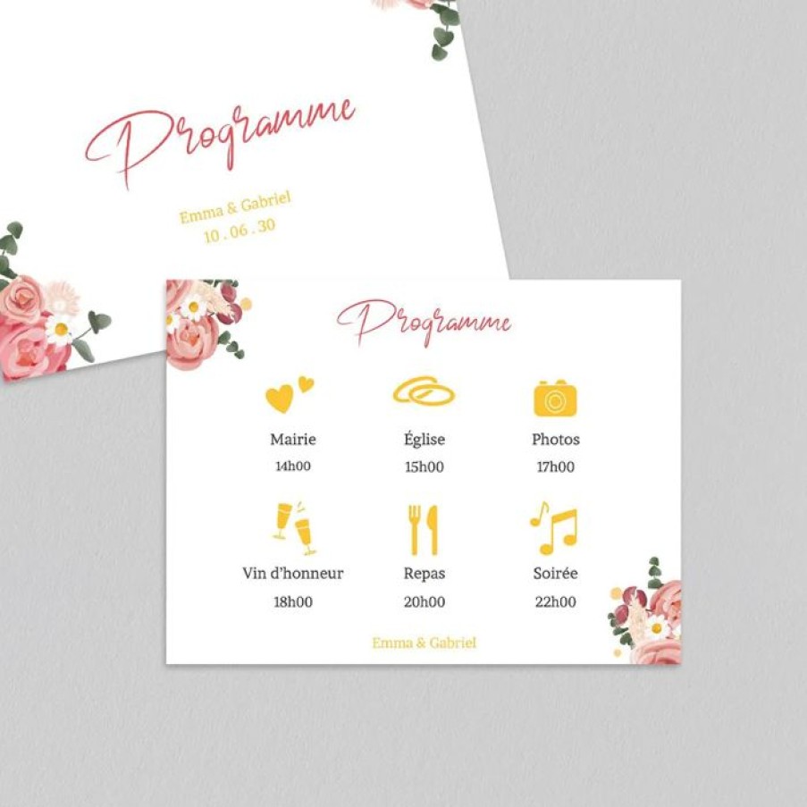 New Planet cards Programme De Mariage Couronne Roses