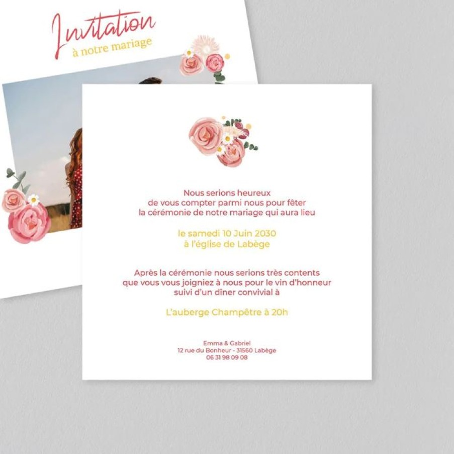 New Planet cards Carte D'Invitation Mariage Couronne Roses