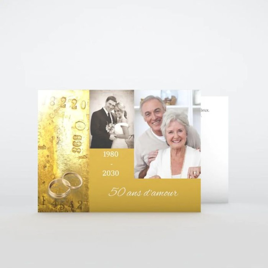 Best Planet cards Carte Invitation Anniversaire De Mariage Lingots D'Or