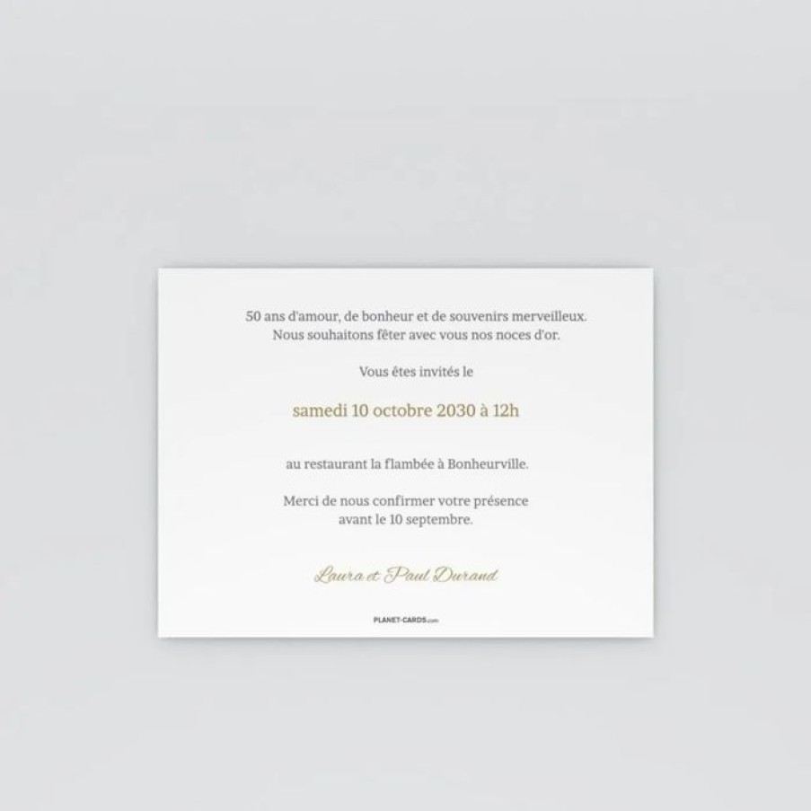 Best Planet cards Carte Invitation Anniversaire De Mariage Lingots D'Or