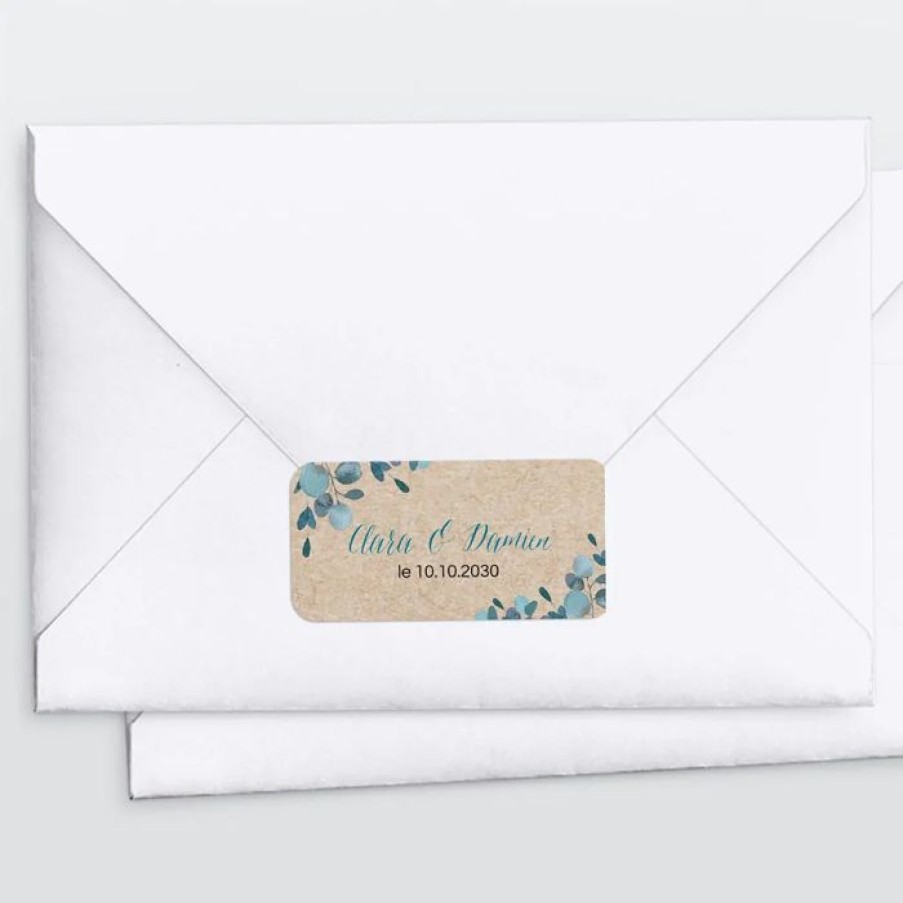 Hot Planet cards Stickers Pour Enveloppes Mariage Eucalyptus Kraft