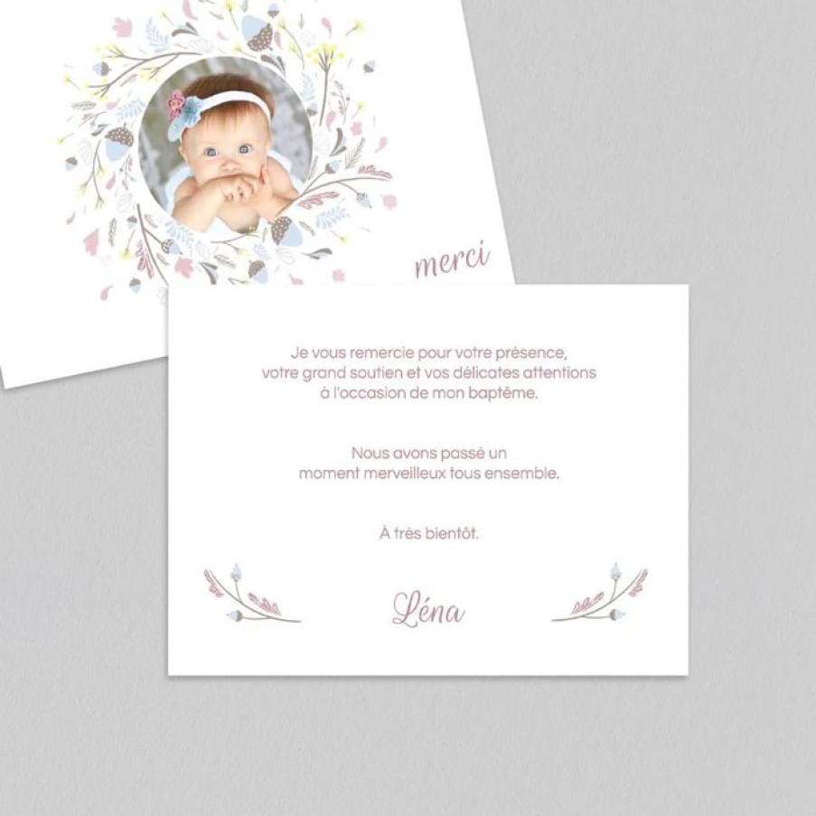 New Planet cards Remerciement Bapteme Couronne Pastel