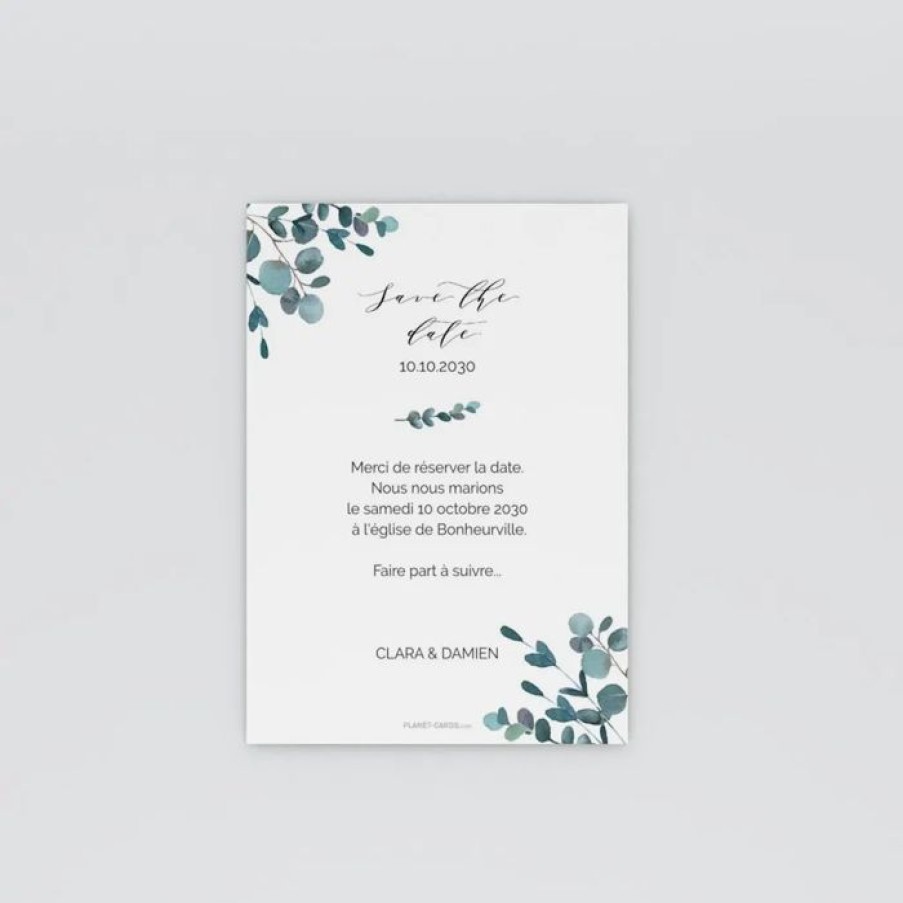 Online Planet cards Save The Date Amour Eucalyptus