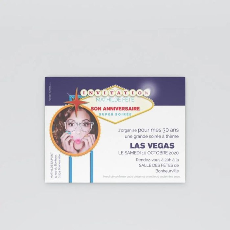 Hot Planet cards Carte Invitation Anniversaire Panneau Las Vegas