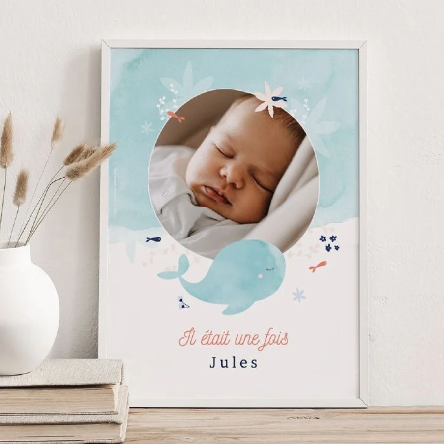 Wholesale Planet cards Affiche Naissance Ocean Et Baleine Turquoise