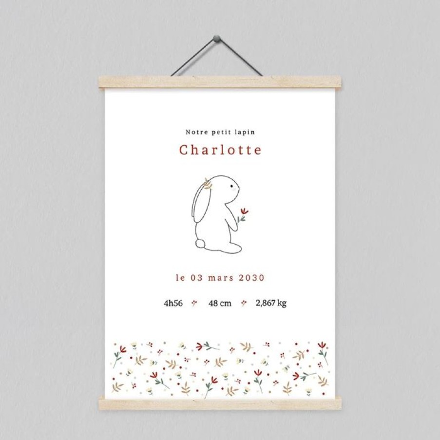 Online Planet cards Affiche Naissance Lapin Liberty 30X40