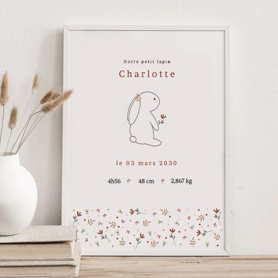 Online Planet cards Affiche Naissance Lapin Liberty 30X40