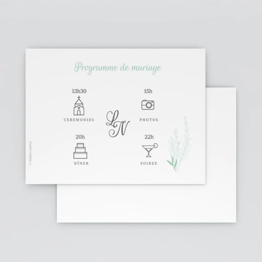 New Planet cards Programme De Mariage Romance Classique