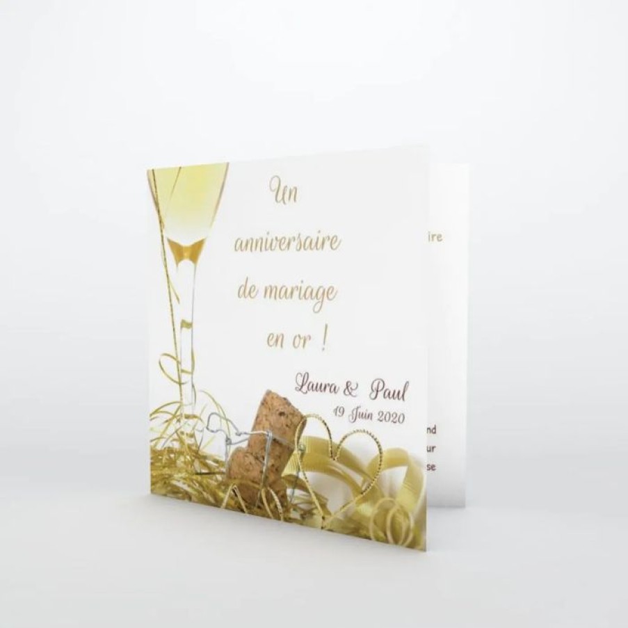 Online Planet cards Carte Invitation Anniversaire De Mariage Champagne