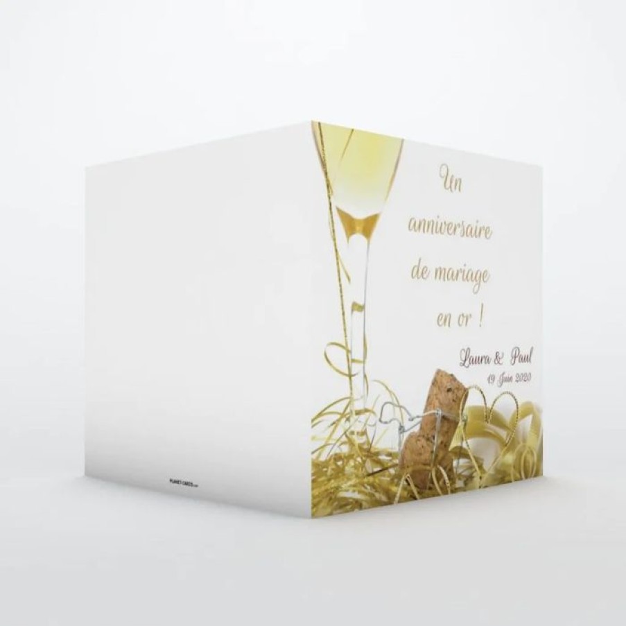 Online Planet cards Carte Invitation Anniversaire De Mariage Champagne