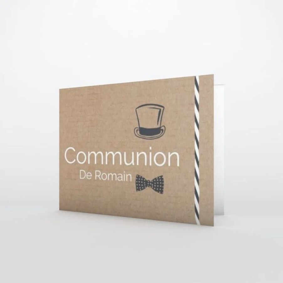 Clearance Planet cards Faire Part Communion Kraft Et Pictos