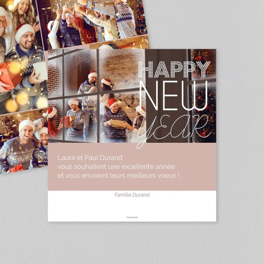 Hot Planet cards Carte De Voeux Lettrages Happy New Year