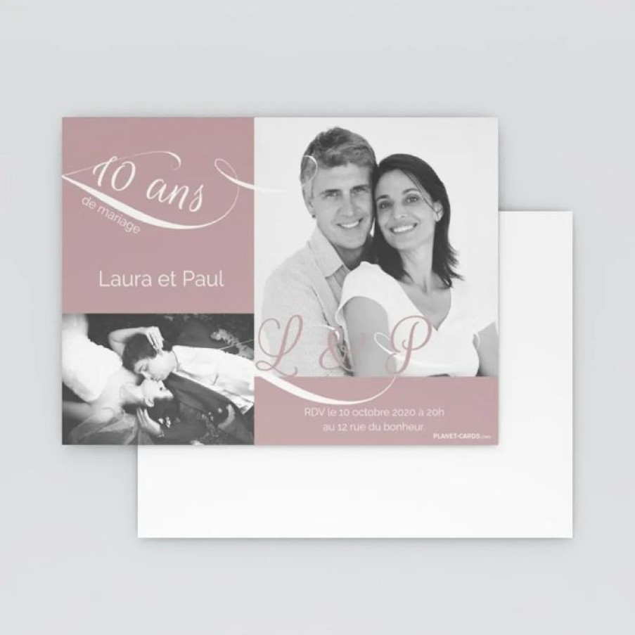 Clearance Planet cards Carte Invitation Anniversaire De Mariage Initiales Decorees