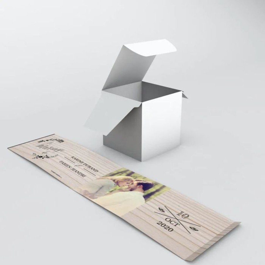 Clearance Planet cards Boite A Dragees Mariage Floral Sur Bois Tendre