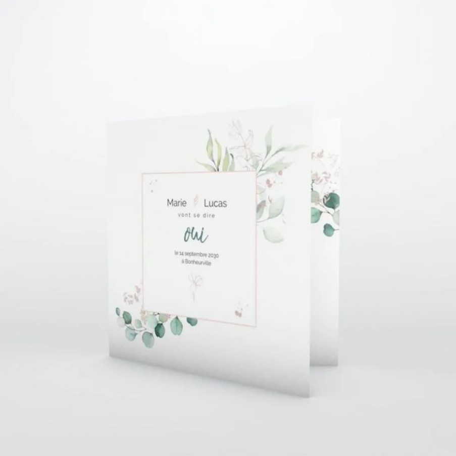 Best Planet cards Faire-Part Mariage Cadre D'Eucalyptus Rose