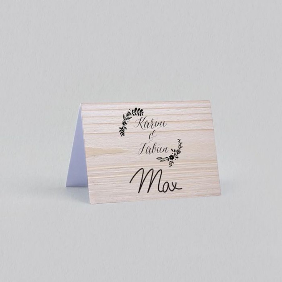 Wholesale Planet cards Marque Place Mariage Floral Sur Bois Tendre