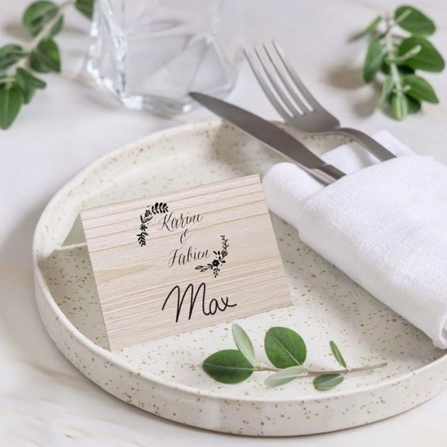 Wholesale Planet cards Marque Place Mariage Floral Sur Bois Tendre