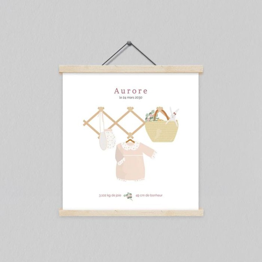 Wholesale Planet cards Affiche Naissance Layette Suspendue Fille 30X30