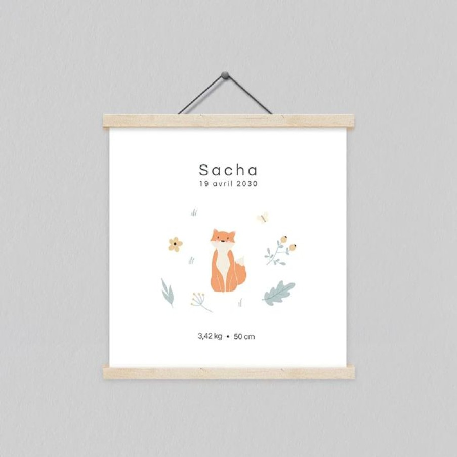 Best Planet cards Affiche Naissance Bienvenue Petit Renard 30X30