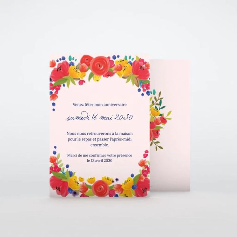 Best Planet cards Carte Invitation Anniversaire Fleurs D'Anniversaire