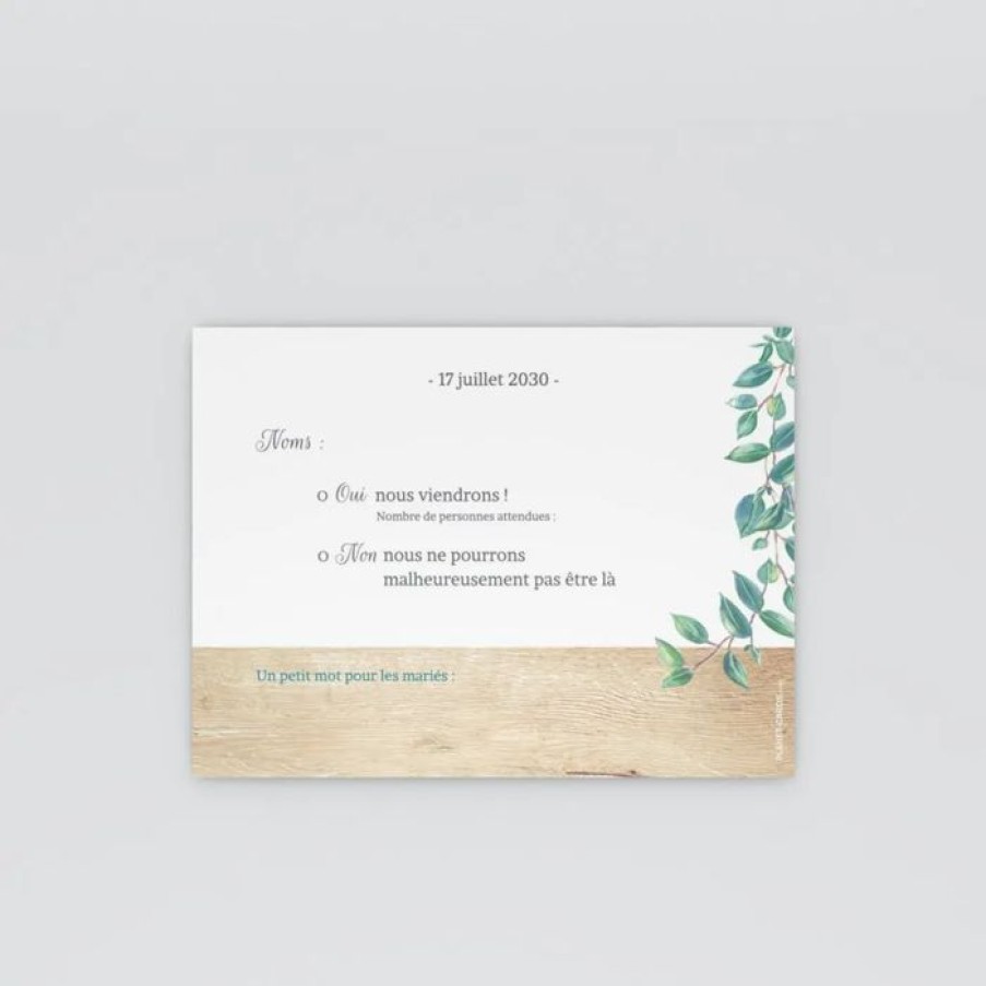 New Planet cards Coupon-Reponse Mariage Eucalyptus Et Bois