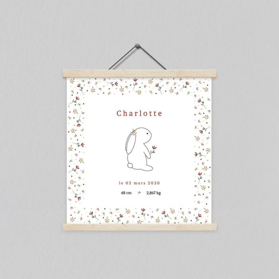 Hot Planet cards Affiche Naissance Lapin Liberty 30X30