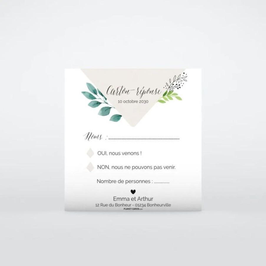 Hot Planet cards Coupon-Reponse Mariage Boheme Chic