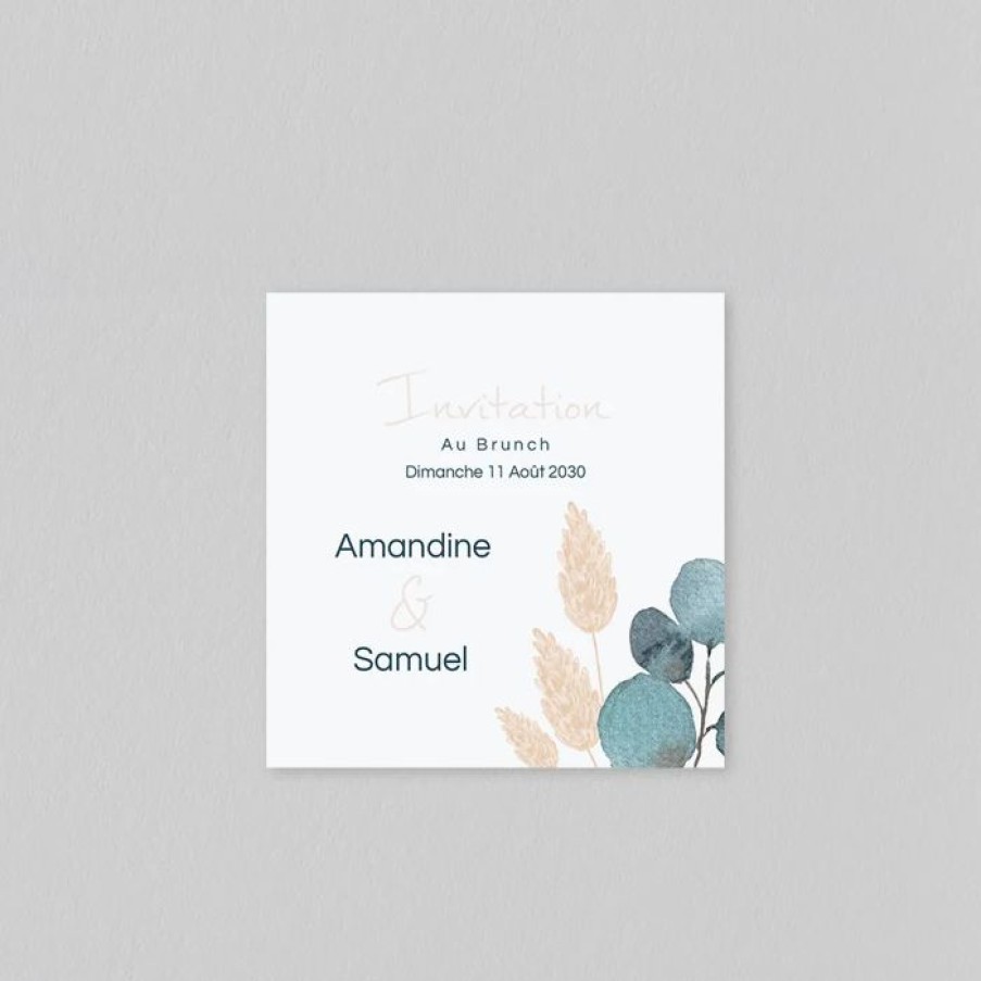 New Planet cards Carte D'Invitation Mariage Couronne Eucalyptus Et Fleurs Sechees