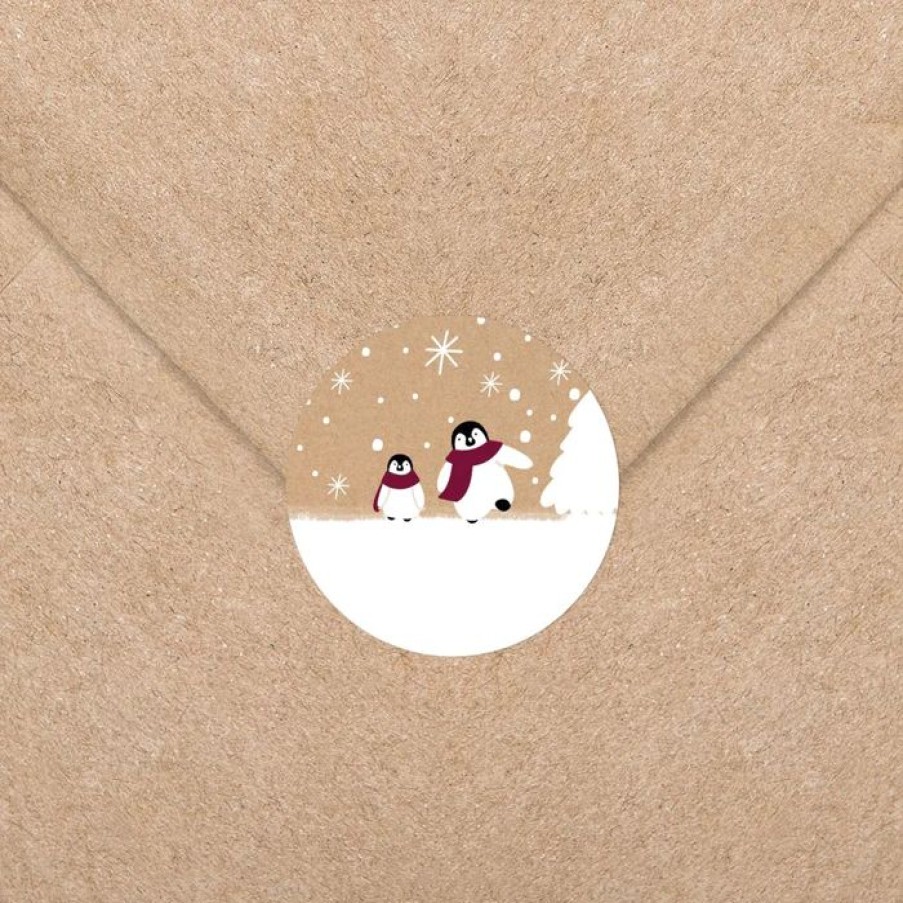 Wholesale Planet cards Stickers Pour Enveloppes Voeux Pingouins De Noel