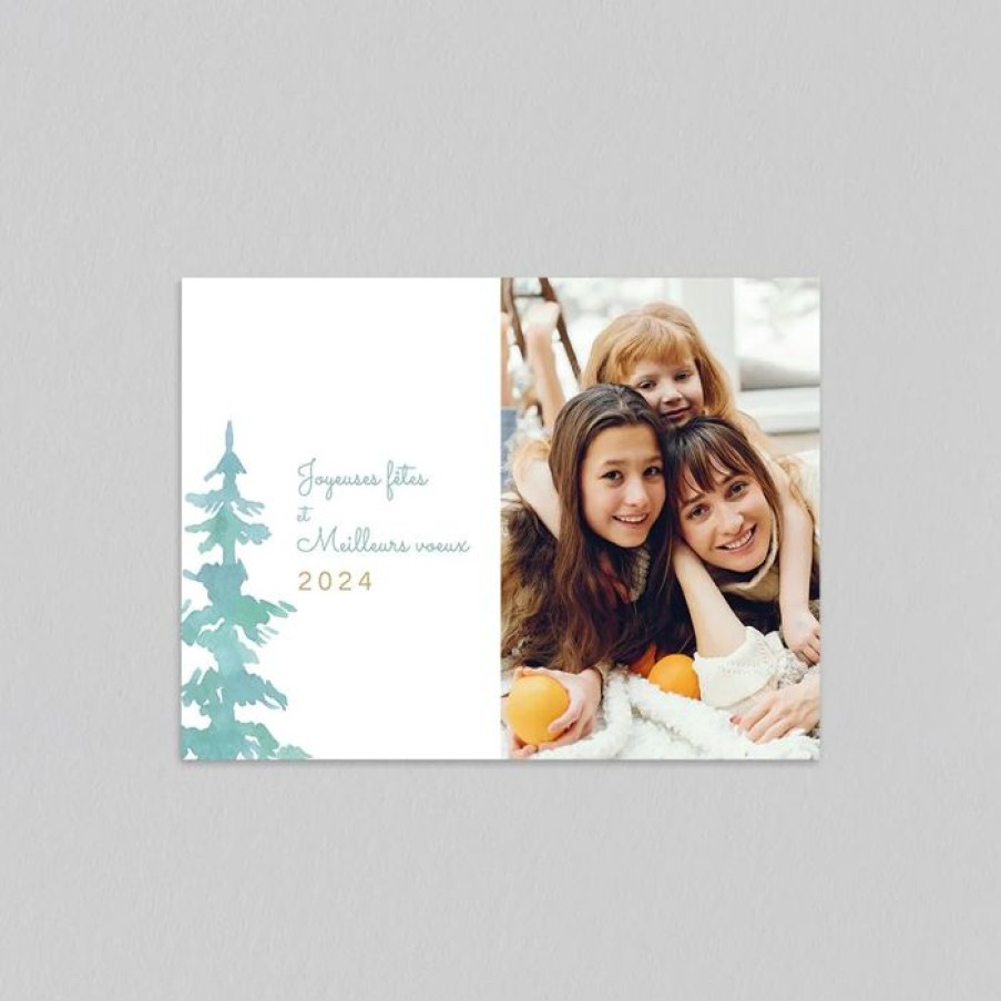 Wholesale Planet cards Carte De Voeux Famille Et Sapins Aquarelles