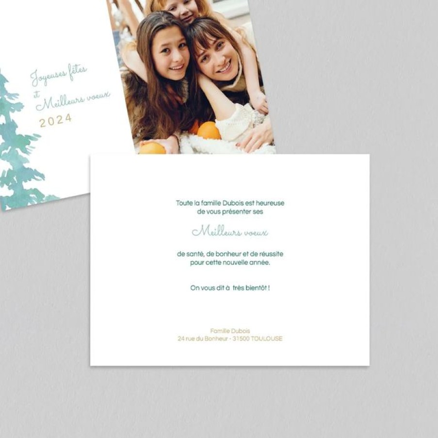 Wholesale Planet cards Carte De Voeux Famille Et Sapins Aquarelles