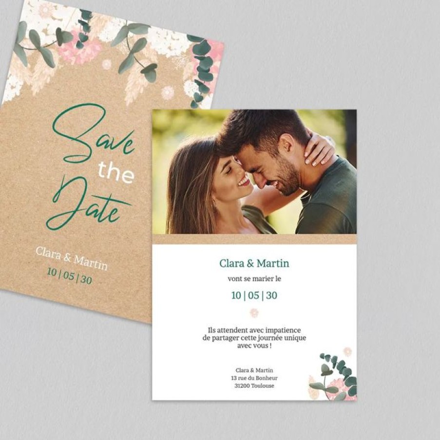 Wholesale Planet cards Save The Date Eucalyptus Et Hortensia