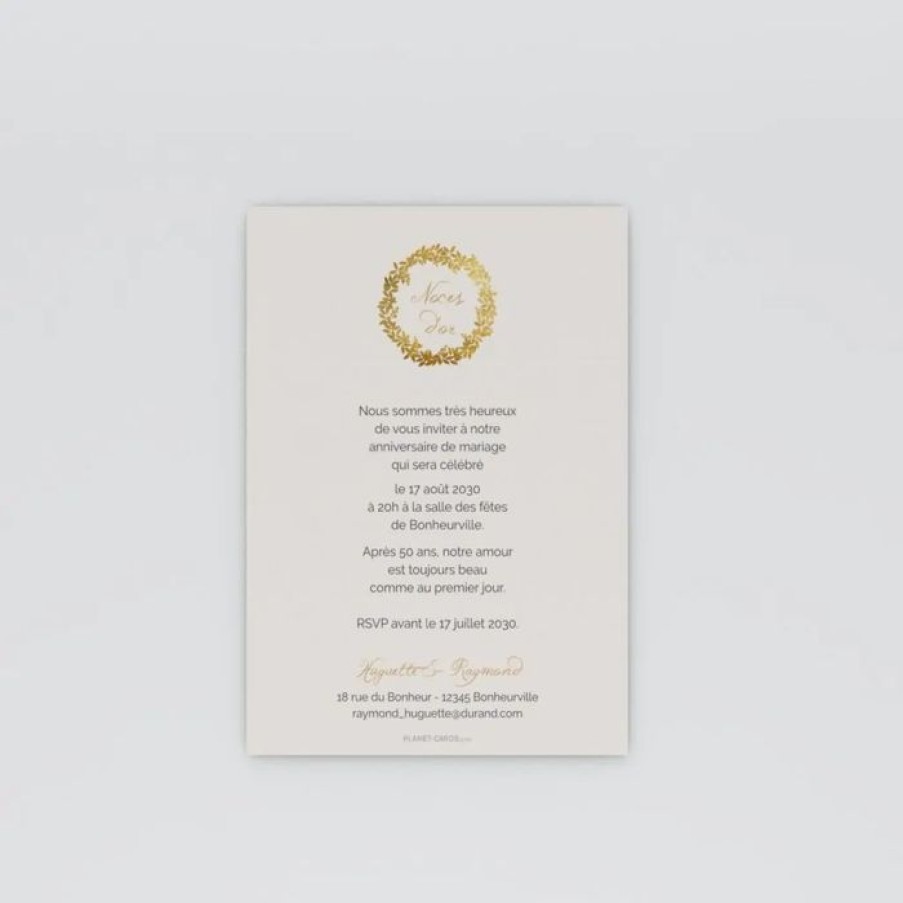 Hot Planet cards Carte Invitation Anniversaire De Mariage Amour Dore