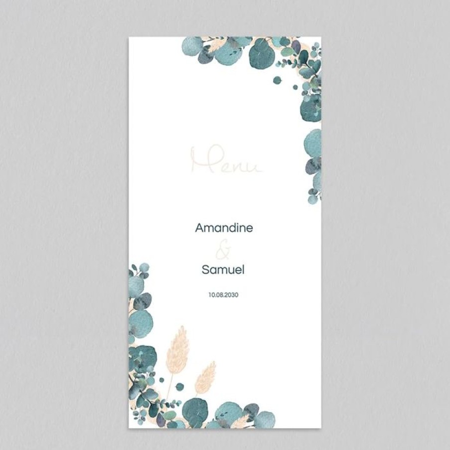 New Planet cards Menu De Mariage Couronne Eucalyptus Et Fleurs Sechees