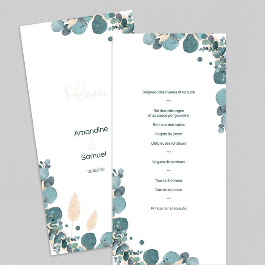 New Planet cards Menu De Mariage Couronne Eucalyptus Et Fleurs Sechees