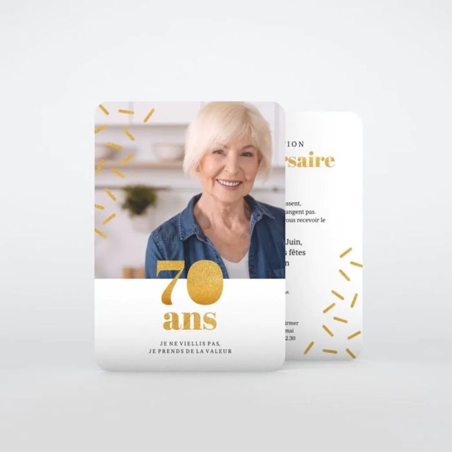 New Planet cards Carte Invitation Anniversaire 70 Ans Dores