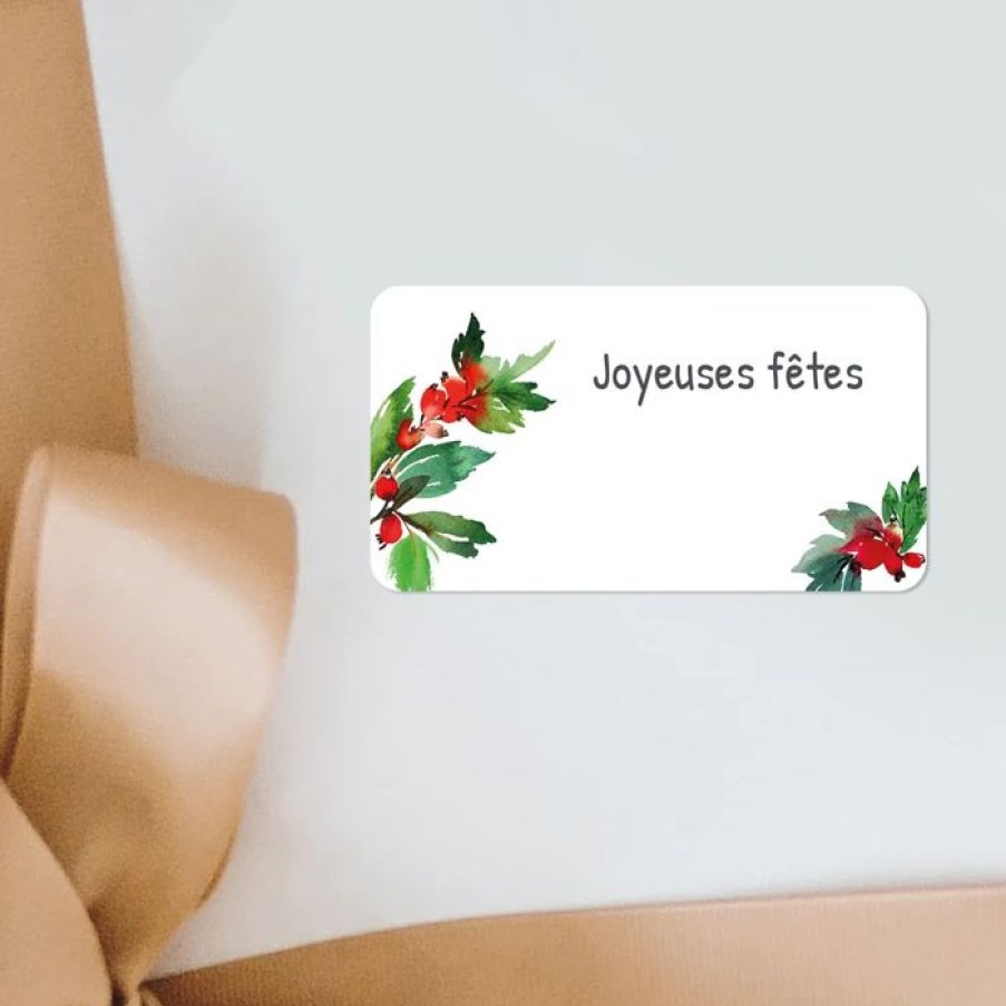 Hot Planet cards Stickers Pour Enveloppes Voeux Houx Aquarelle