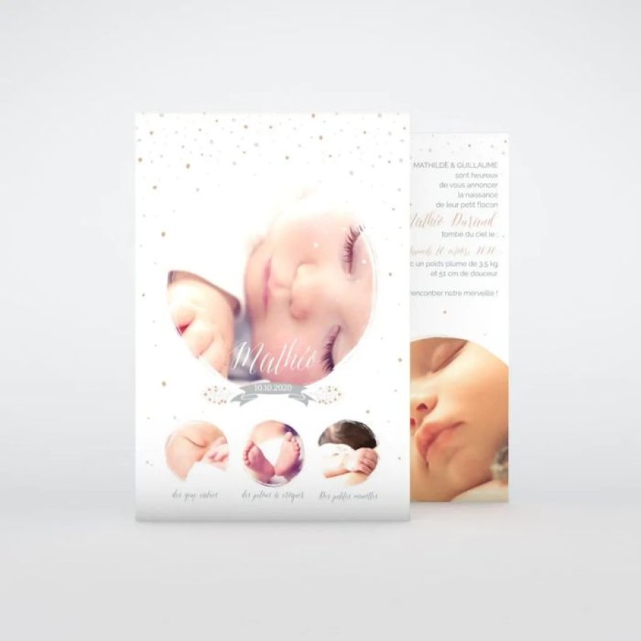 Online Planet cards Faire Part Naissance Petits Flocons